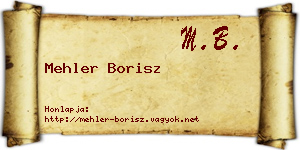Mehler Borisz névjegykártya